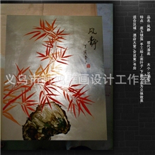 供应装饰画漆画金箔画风静小型漆画
