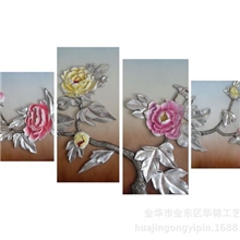 华锦工艺供应树脂浮雕画家居装饰壁画立雕画装饰皮画花开富贵
