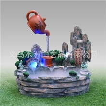 树脂工艺礼品悬壶高冲茶到福到养鱼假山鱼缸加湿器10007