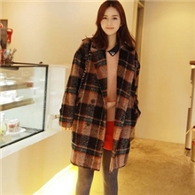 【象元家】秋冬韩版新款正品英伦格子高档毛呢外套女士中长款大衣