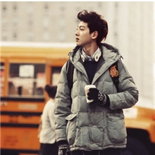 【象元家】冬装韩版潮男中长款连帽棉衣男士毛呢料保暖加厚棉衣