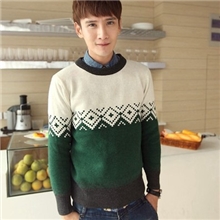 【象元家】2013冬季新款潮男时尚撞色针织衫韩版修身圆领毛衣