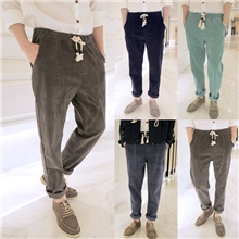 秋冬新品【爆款】男装日系抽绳松紧水洗灯芯绒休闲小脚裤微跨裤子