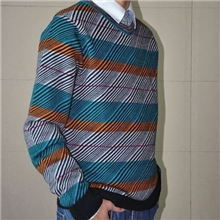 自由速写精品高档时尚潮男装羊毛羊绒衫百搭商务条纹专柜品质