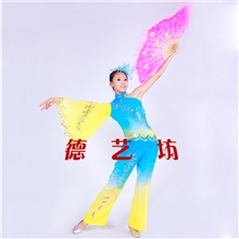 黄蓝一只袖黄蓝渐变舞台表演服装开场舞伴舞服装2013热卖产品