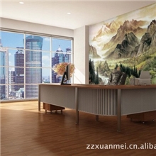墙纸壁画、风景山水画、适用客厅背景、办公背景装饰