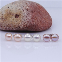 925银耳钉7-8mm天然珍珠耳钉真珍珠耳环正品珍珠耳饰