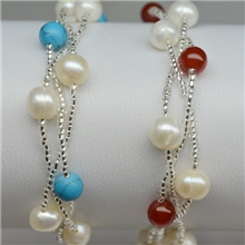 大量供应天然淡水珍珠手链松石手链地摊/夜市货源产地直销