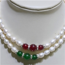 厂家低价批发春夏爆款经典天然红绿玛瑙珍珠项链假一罚十