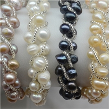 【韩版手链】诸暨珍珠麻花形天然淡水珍珠手链批发