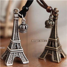 厂家供应巴黎铁塔毛衣链皇冠长款项链皮绳项链义乌饰品批发