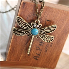 厂家供应欧美外贸饰品复古蜻蜓镂空项链毛衣链女混批