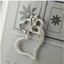 厂家供应韩国韩版时尚饰品批发磨沙爱心三心吊坠项链毛衣链