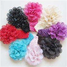 雪纺圆点花发带儿童头带儿童针织发带花朵发带花朵头带