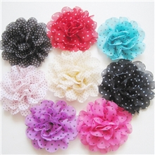 特价！批发韩版圆点胸花雪纺胸花价格低廉颜色可定做