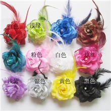 3042新款多色出口欧美羽毛头饰羽毛花胸花胸针多色可选