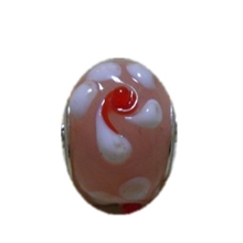 厂家定做异形大红玻璃打孔珠饰品配件手工彩绘灯火老琉璃珠批发