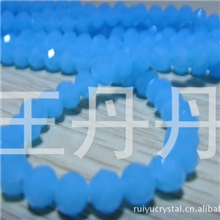 水晶饰品配件蓝玉料玻璃多面车轮转运扁珠