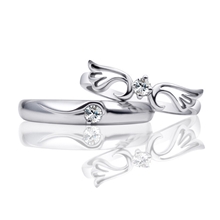 钻石情侣对戒铂金950天使之翼结婚戒指对戒钻戒批发女戒