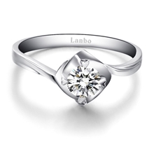 雅宾珠宝钻石首饰批发18k白金女戒指结婚戒指-红豆相思钻戒批发