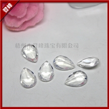 供应饰品配件梧州人造合成宝石白色梨形水晶玻璃加工批发A-AAAAA