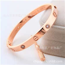 【玫瑰金色】永恒之环男女情侣手环薄款螺丝手镯全钉\带钻1件起批