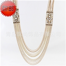 【热销】欧美大牌正版流行项饰批发时尚奢华镶珍珠多层女士项链