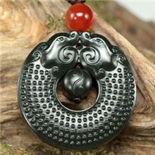 正品新疆和田玉墨玉和氏璧挂件牌子白玉镂空吊坠精雕油润