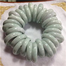 传说玉器缅甸翡翠玉A货豆绿飘花圆手镯宽条大气四会玉器批发