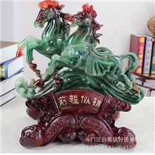 批发供应前程似锦仿玉马摆件树脂工艺品家居饰品批发商务礼品