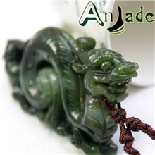 玉石批发极品加拿大和田碧玉龙凤交缠玉石精雕手玩件