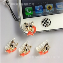 iphone5防尘塞狐狸防尘塞镶钻防尘塞防尘塞
