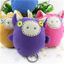 韩版可爱卡通毛绒女士小飞猪便携抽绳抽拉式钥匙包汽车钥匙扣