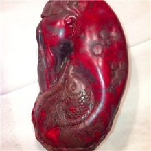 产地供应昌化鸡血石雕刻手把件【年年有鱼】