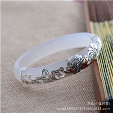 925纯银饰品复古泰银天然玛瑙古典时尚精巧女款手镯
