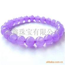 天然水晶手链天然紫玉髓手链紫玉髓圆珠手链宝石加工
