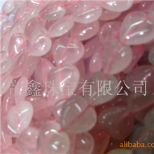 天然水晶手链天然粉晶手链粉水晶心形长链半成品宝石加工