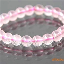 天然水晶手链天然粉晶手链圆珠粉水晶圆珠手链宝石加工