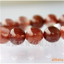 天然水晶手链天然红发晶手链红发晶圆珠手链红兔毛宝石加工