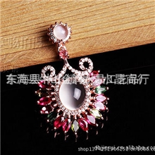 天然碧玺吊坠925银玫瑰金月光石如意招财厂家直销一件起批