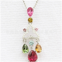 水晶吊坠天然碧玺吊坠925银镶嵌风铃88女人最爱
