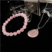 厂家直销水晶首饰套装天然粉水晶手链芙蓉晶吊坠粉晶手链吊坠
