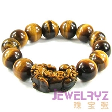 男士新款手链男款手链招财辟邪手链黄虎眼石貔貅皮休圆珠手链