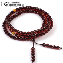 日月明天然琥珀6mm以下108粒佛珠手链天然血珀手串批发