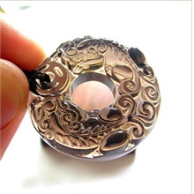 5A级冰种天然黑曜石吊坠批发貔貅平安扣转运圈吊坠配证书