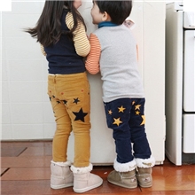 韩版外贸童装童裤冬装新款儿童裤子加绒加厚五星毛巾绣冬裤z1.9
