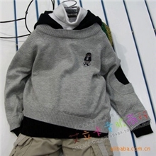 童装批发外贸英伦风原单薄型镇店爆款针织全棉帽衫儿童毛衣1311