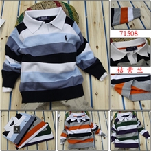 薄款男童POLO外贸四色条衫T恤儿童毛衣全棉线衫71508中大童③色
