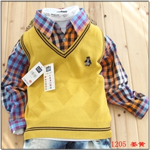 外贸童原单G*P儿童毛衣男中大童全棉秋冬假两件衬衫领童线衫1201