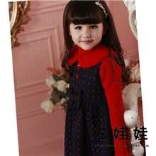 秋冬新款韩版波点蝴蝶结无袖童裙特价外贸童装批发